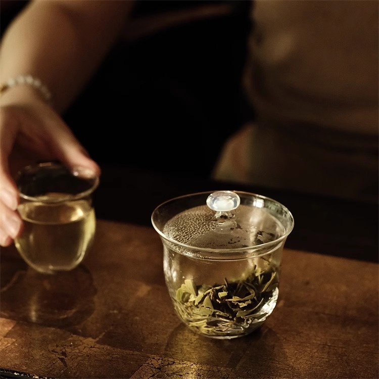 玻心璃语玻璃盖碗透明款