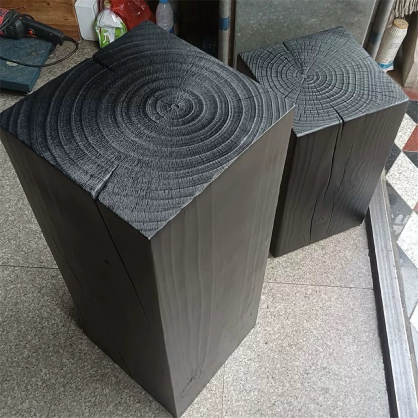 摆件碳化黑色原木墩子民宿户外