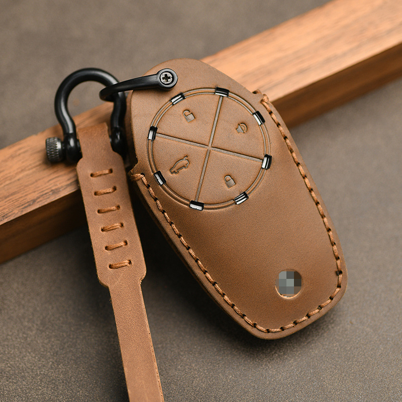 疯马皮钥匙套适用于蔚来ES8汽车钥匙包壳扣真皮头层牛皮复古风