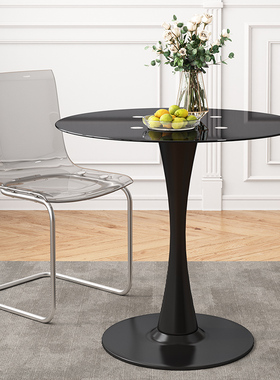 圆桌子简约郁金香白色休闲洽谈桌咖啡奶茶店餐桌北欧阳台小圆桌椅