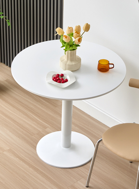 奶油风小圆桌家用小户型阳台桌现代简约圆桌奶茶店民宿咖啡厅餐桌