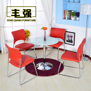 洽谈桌多功能小户型升降茶几餐桌两用钢化玻璃圆桌谈判桌