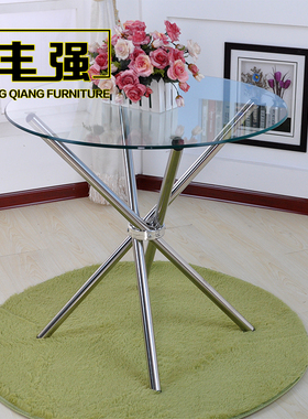 钢化玻璃圆桌简约茶几阳台休息4S谈判小户型咖啡台洽谈展会租赁