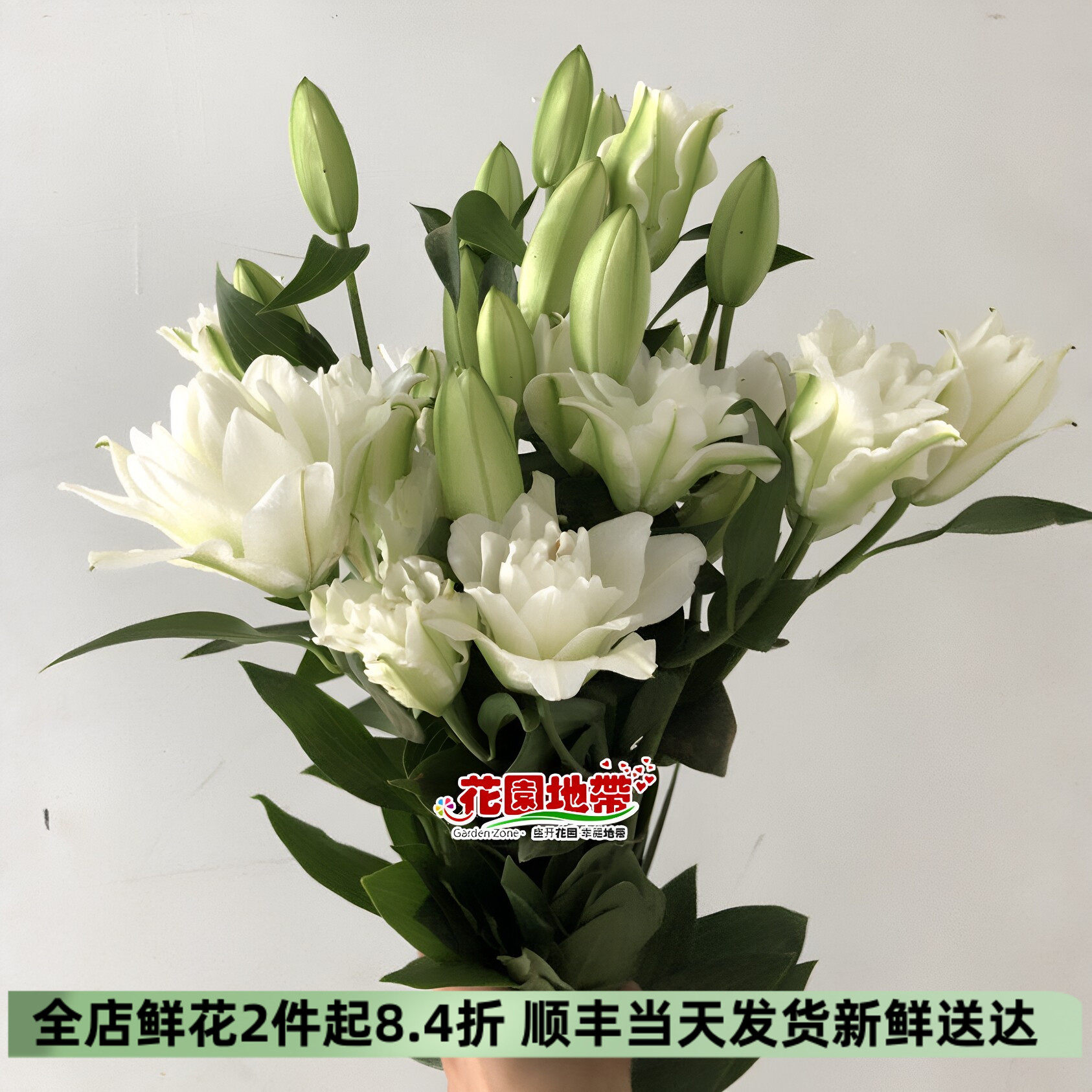 白色重瓣香水百合花束浓香速递