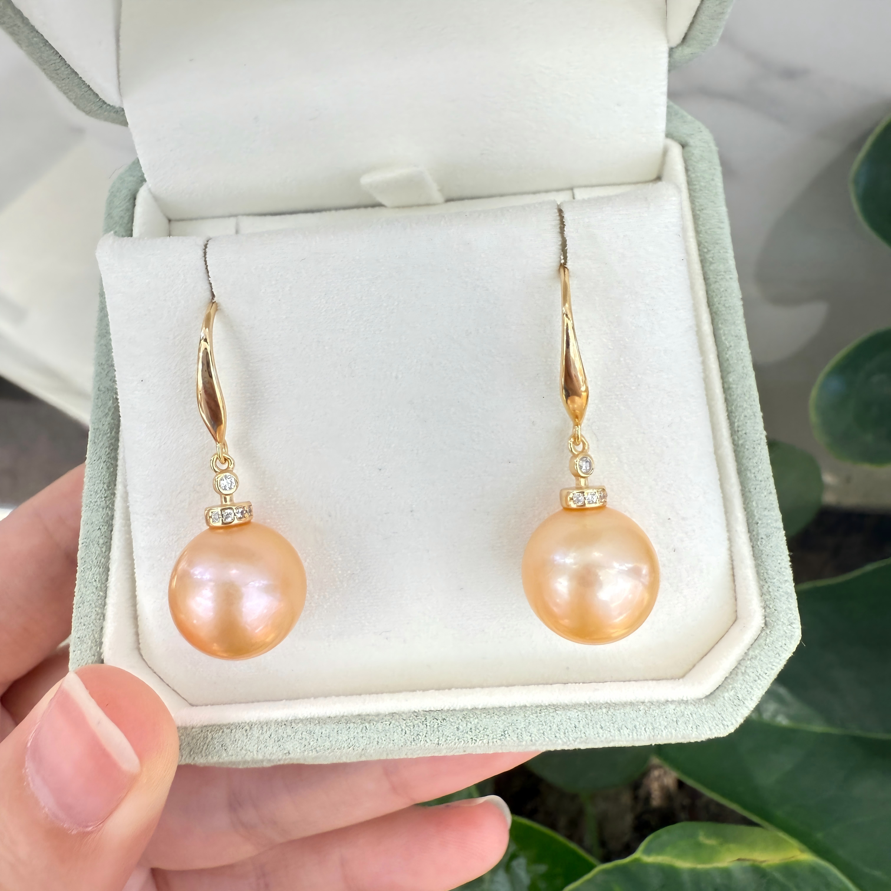 【大美唤推荐】925银中国红珍珠耳环12-13mmS1553