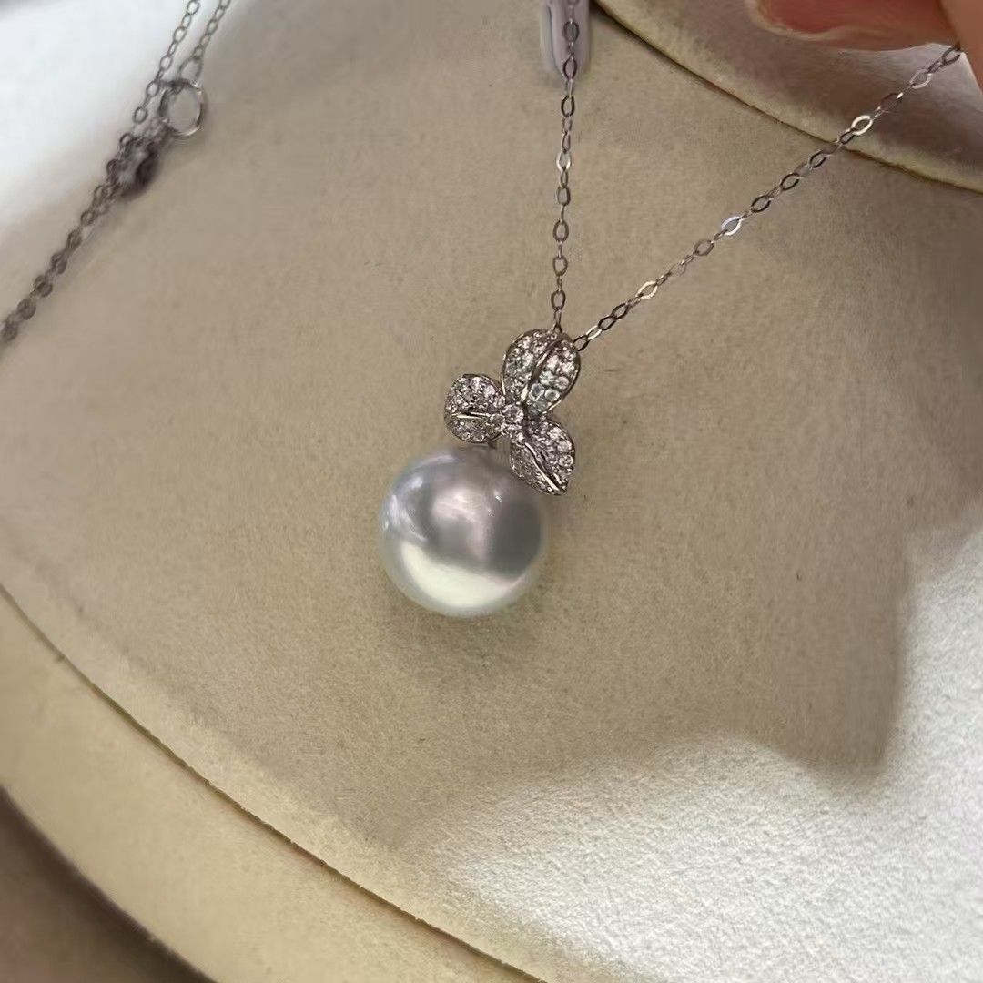 【大美唤推荐】S1419-14K金幸运草澳白珍珠吊坠12-13mm
