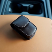 真皮牛皮老花折叠眼镜盒 老光镜收纳盒 挂腰车匙钥匙包穿皮带皮质