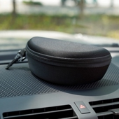 骑行太阳眼镜盒防压收纳护目镜盒风镜墨镜盒黑色便捷运动镜粗拉链