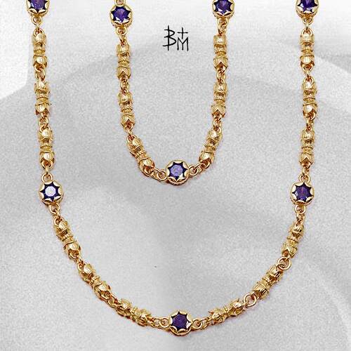 血腥玛丽莲花嵌水晶18K镀金项链