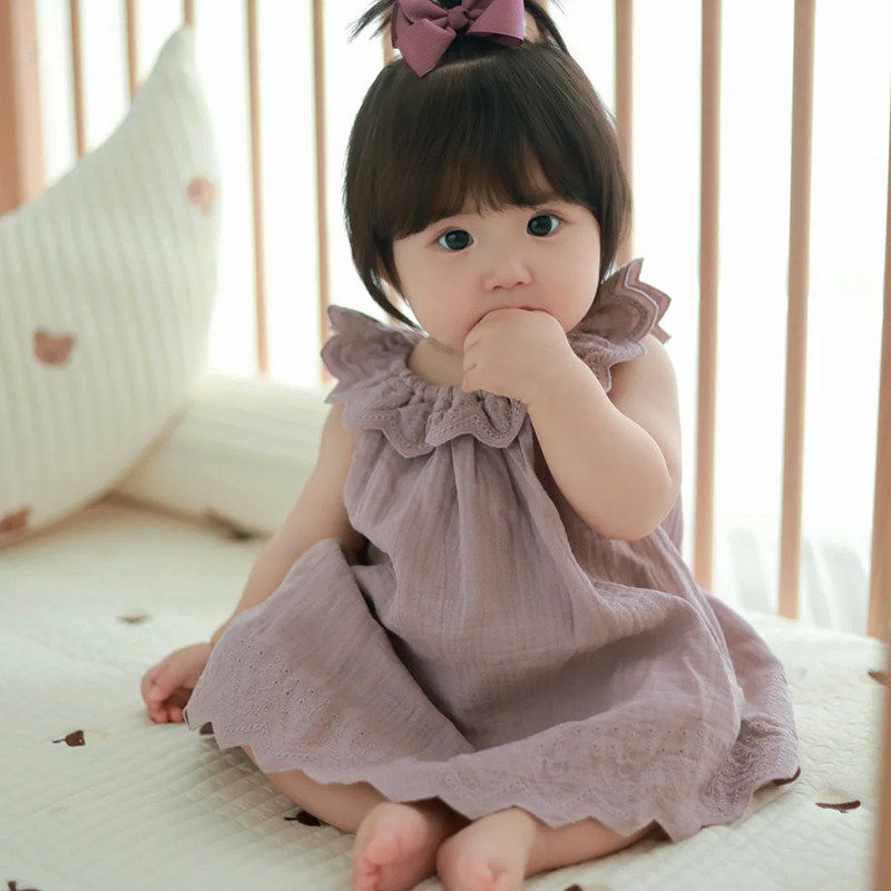 6个月宝宝衣服夏季薄款洋气婴童可爱荷叶领包屁衣婴儿连体衣夏款