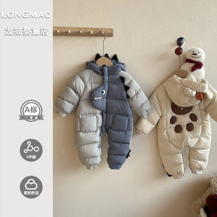 ins风婴儿秋冬连体衣宝宝衣服冬季洋气可爱婴幼儿恐龙羽绒服冬装
