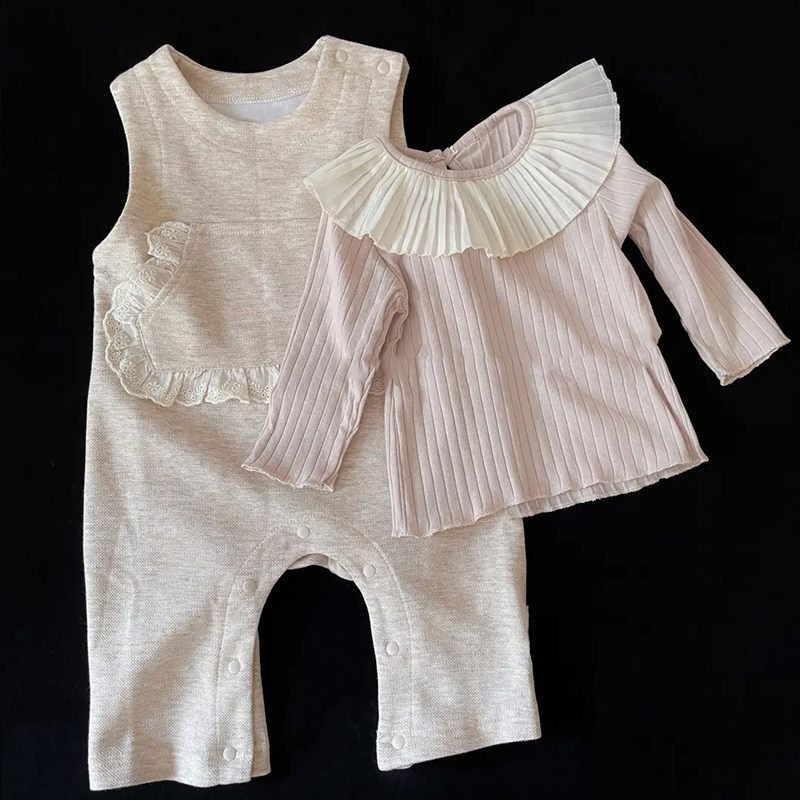 早秋宝宝套装韩版洋气可爱婴幼儿荷叶领外出爬服两件套婴儿衣服秋