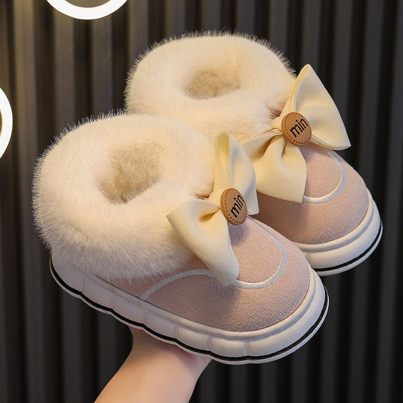 儿童棉鞋女童防水防滑男童保暖加绒加厚雪地靴宝宝棉拖鞋冬季