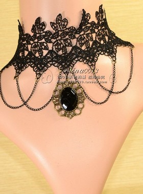黑色蕾丝简约哥特洛可可宫廷女王复古项链项圈颈饰颈链 12款可选