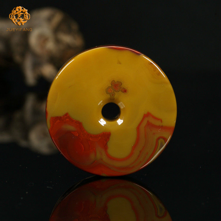 珏艺坊宣化战国红玛瑙精品唯美意境象形平安扣环璧KD4001