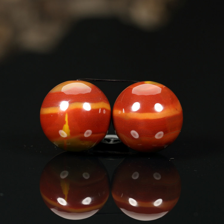 珏艺坊宣化战国红玛瑙精品成对珠子圆珠腰珠配珠 19mm DZ19