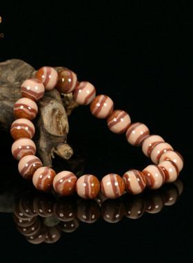 珏艺坊宣化战国红玛瑙精品稀有粉色圆珠手串手链 SCYZ1004