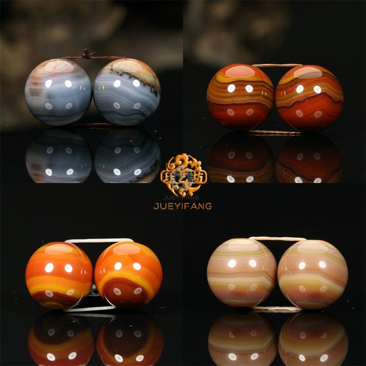 珏艺坊宣化战国红玛瑙精品配饰成对圆珠珠子腰珠配珠14mm DZ14