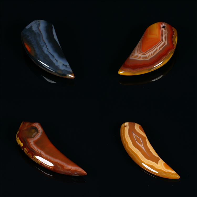 珏艺坊宣化战国红玛瑙精品虎牙狼牙形刀形吊坠项坠毛衣坠 DZYD5