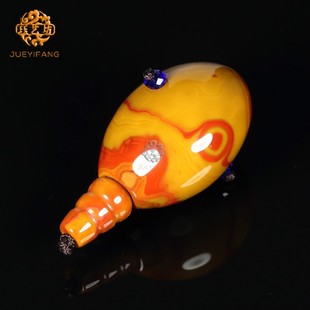 珏艺坊宣化战国红精品艳红黄天眼大三通佛头星月金刚配饰 ST2748