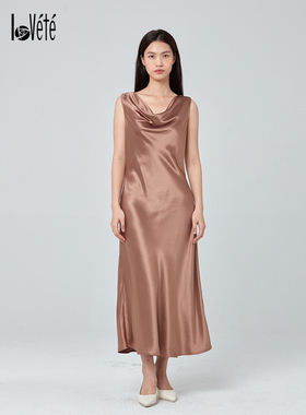 Lovete醋酸面料光泽感晚宴聚会鱼尾裙女套装气质高级礼服连衣裙