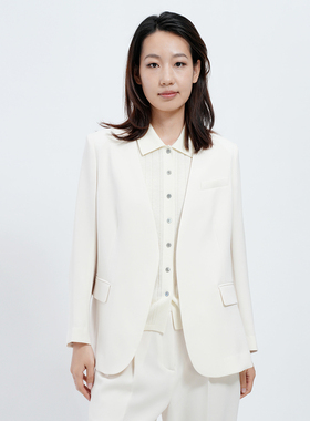 lovete夏梵新品醋酸系列修身无领西装外套