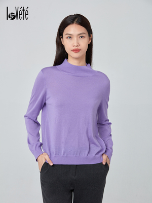 Lovete半高领细针羊毛打底衫女