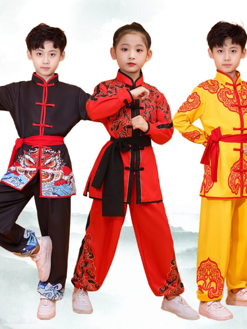 儿童武术服训练服武术表演服中国风功夫比赛长袖彩服太极服武术操
