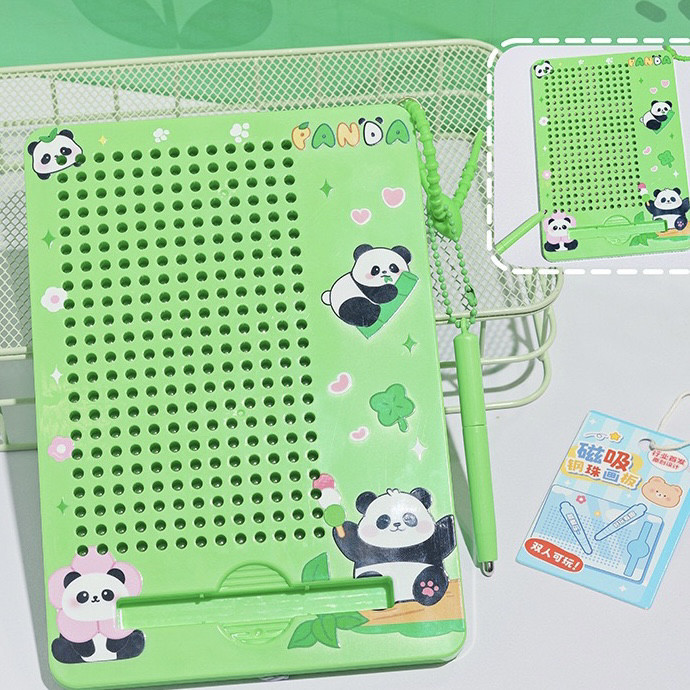 创意熊猫大号磁吸钢珠涂鸦画板钥匙扣儿童益智玩具孩子奖励小礼物