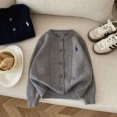 儿童毛衣2025秋冬新款 女童洋气百搭针织男宝帅气纯色刺绣开衫 外套