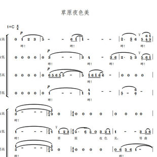草原夜色美 国家大剧院 另售二三四声合唱简谱钢琴伴奏正谱