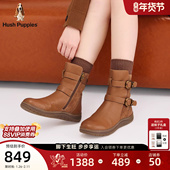 显瘦时装 暇步士中筒靴女春秋新款 复古休闲靴子舒适英伦风时尚 靴女