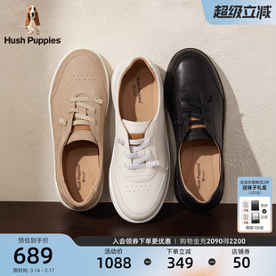 暇步士免系带休闲女鞋春季新款单鞋真皮百搭轻便通勤平底小白鞋女