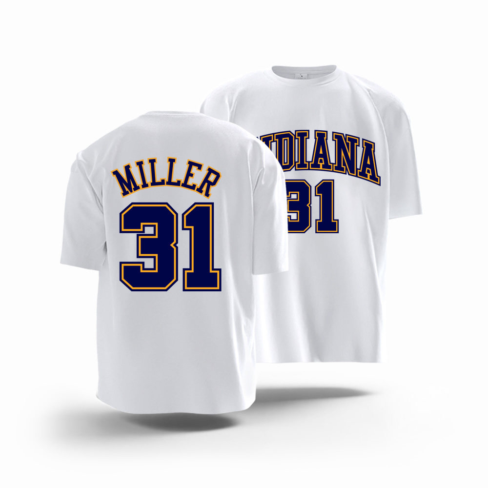 步行者队雷吉米勒31号复古短袖T恤衫篮球运动大码训练服球衣男女