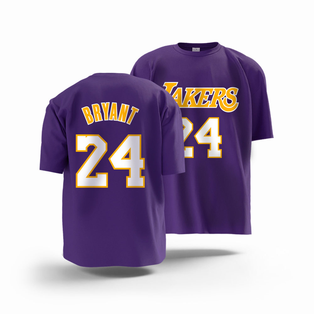 湖人队科比8号24号纪念篮球衣服 短袖T恤衫半袖青少年儿童男女潮