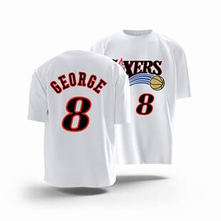 76人队篮球运动艾弗森3号复古球衣 乔治伊戈达拉 圆领纯棉短袖T恤