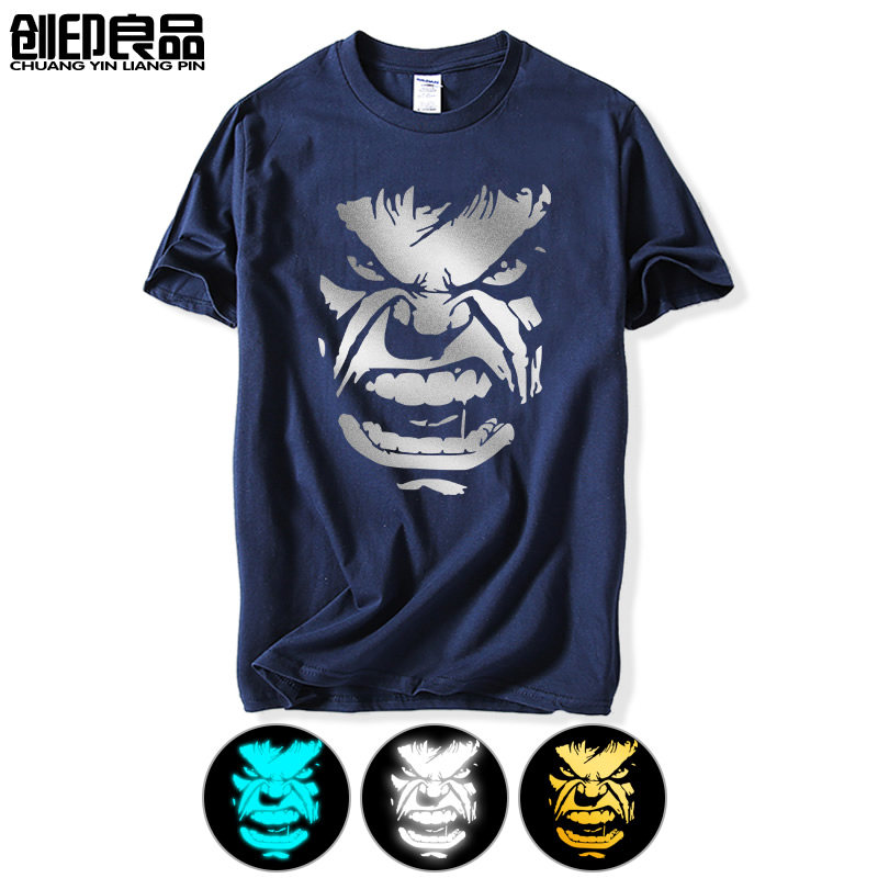 漫威绿巨人青少年夜光短袖t恤衫