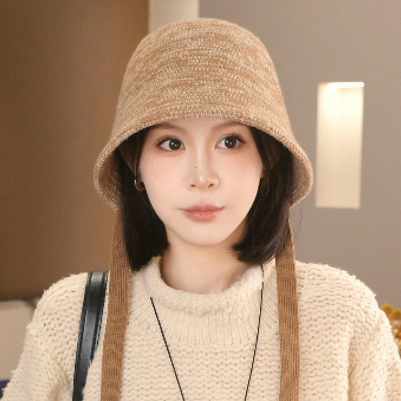 秋冬天韩版百搭保暖防寒简约针织渔夫帽子女士水桶帽纯色时尚盆帽
