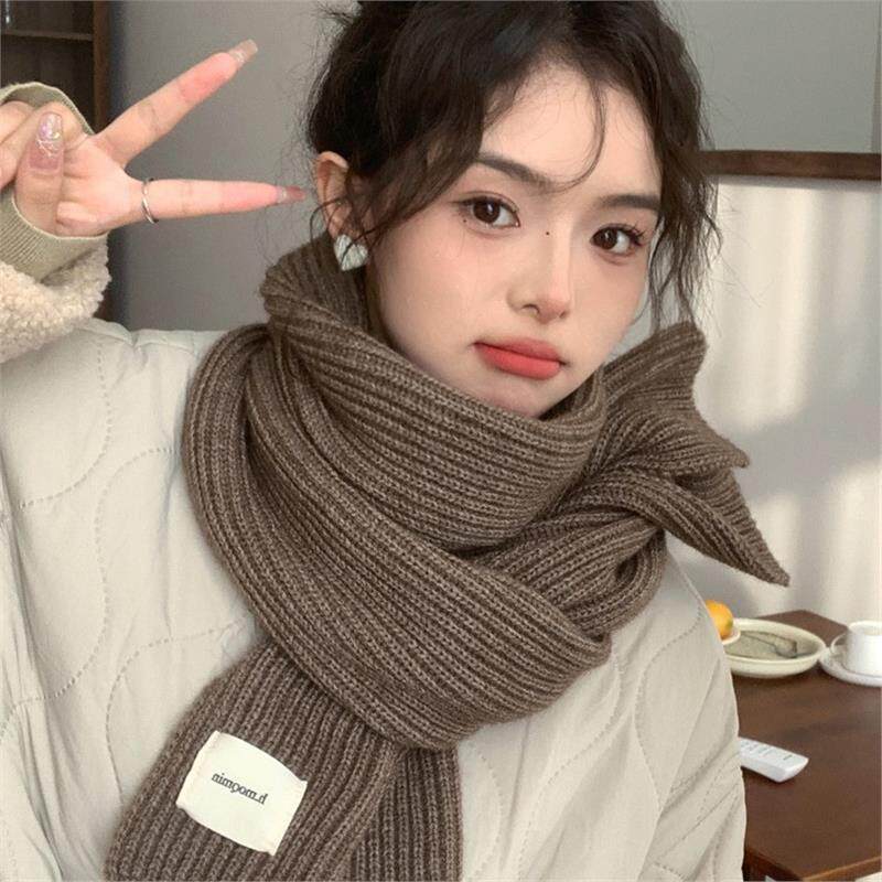 纯色保暖针织围巾女冬季26新款冬季百搭韩版围脖情侣时尚洋气舒适