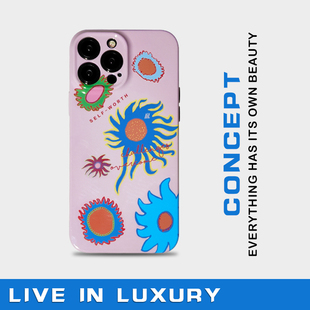 LIL原创春兰秋菊高级感适用苹果15pro亮面全包菲林手机壳14iPhone13ProMaxmini软壳11XS华为小米OPPOVIVOIQOO