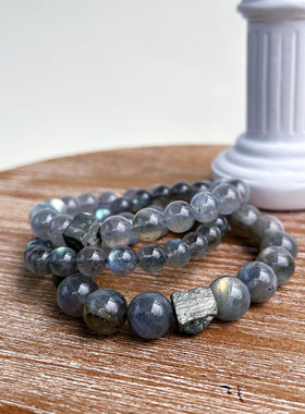 愚人天然拉长石手链转运珠