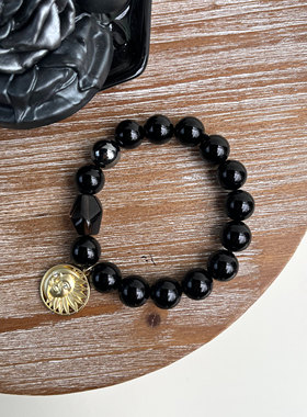 天然黑曜石手链宇宙的守护