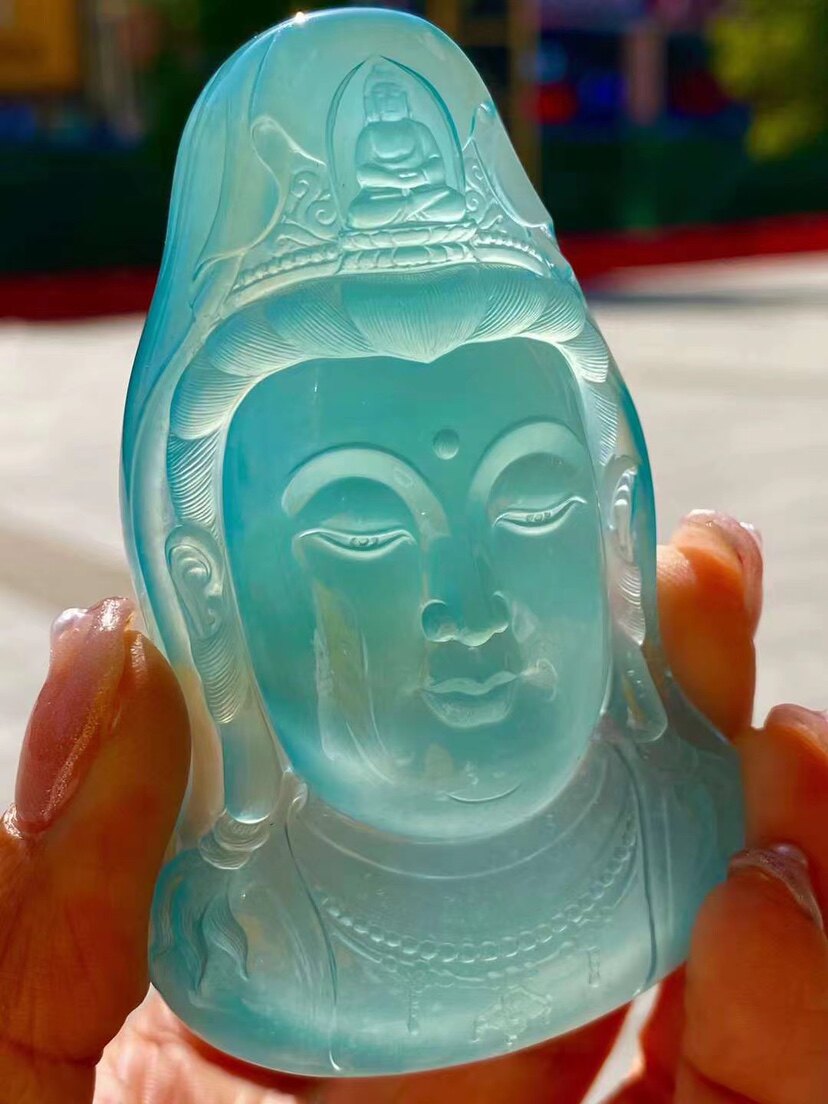 收藏品正品缅甸天然A货翡翠蓝水颈饰