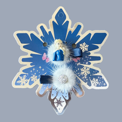 冰雪公主发夹发卡可爱甜美女孩发饰头饰边夹毛球饰品头饰外贸欧美