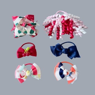 手缝线皮筋蝴蝶结卷卷头饰发饰发圈外贸欧美可爱女孩儿童马尾绳In