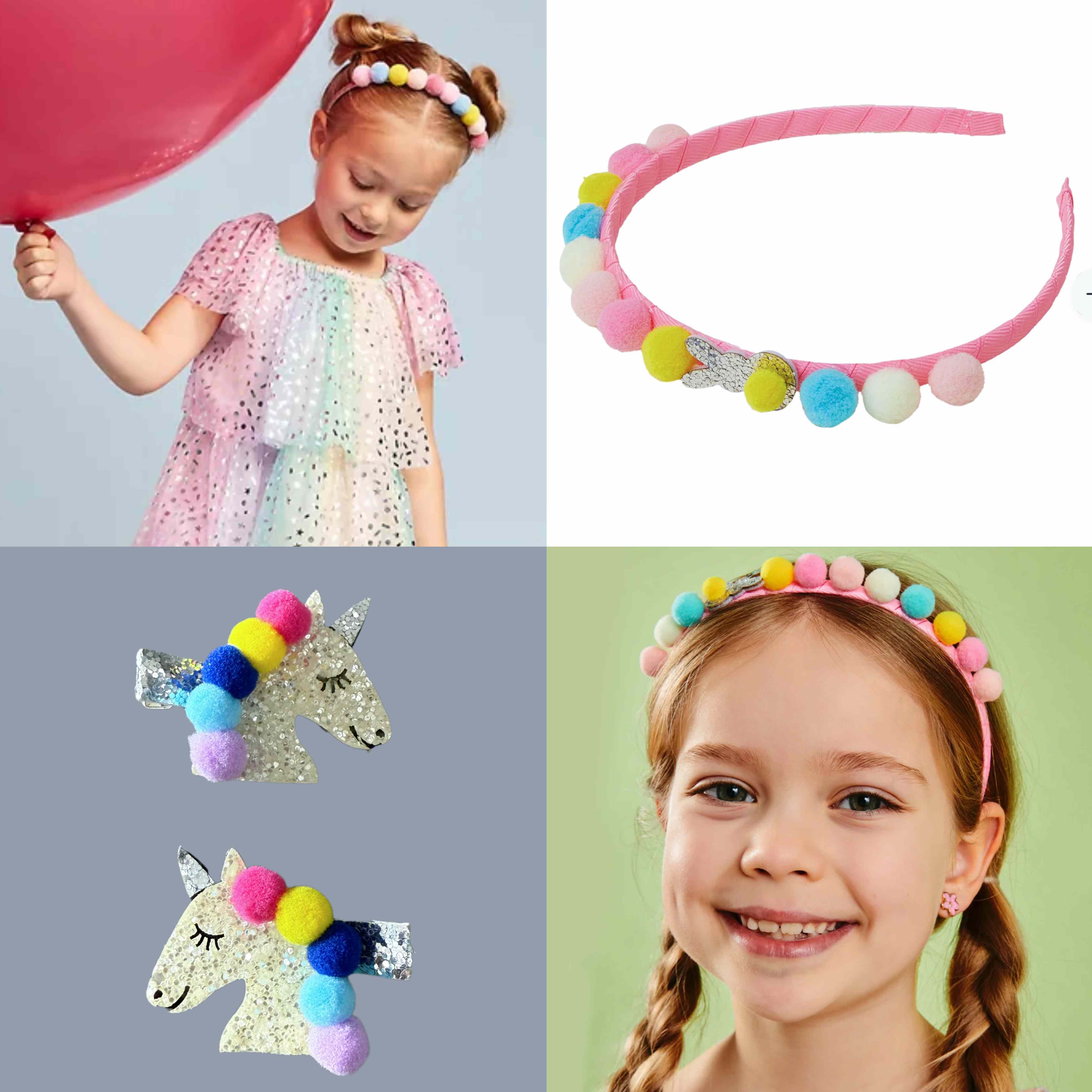 英国纯原可爱女孩毛球发箍马卡龙色兔子复活节头饰独角兽儿童发夹