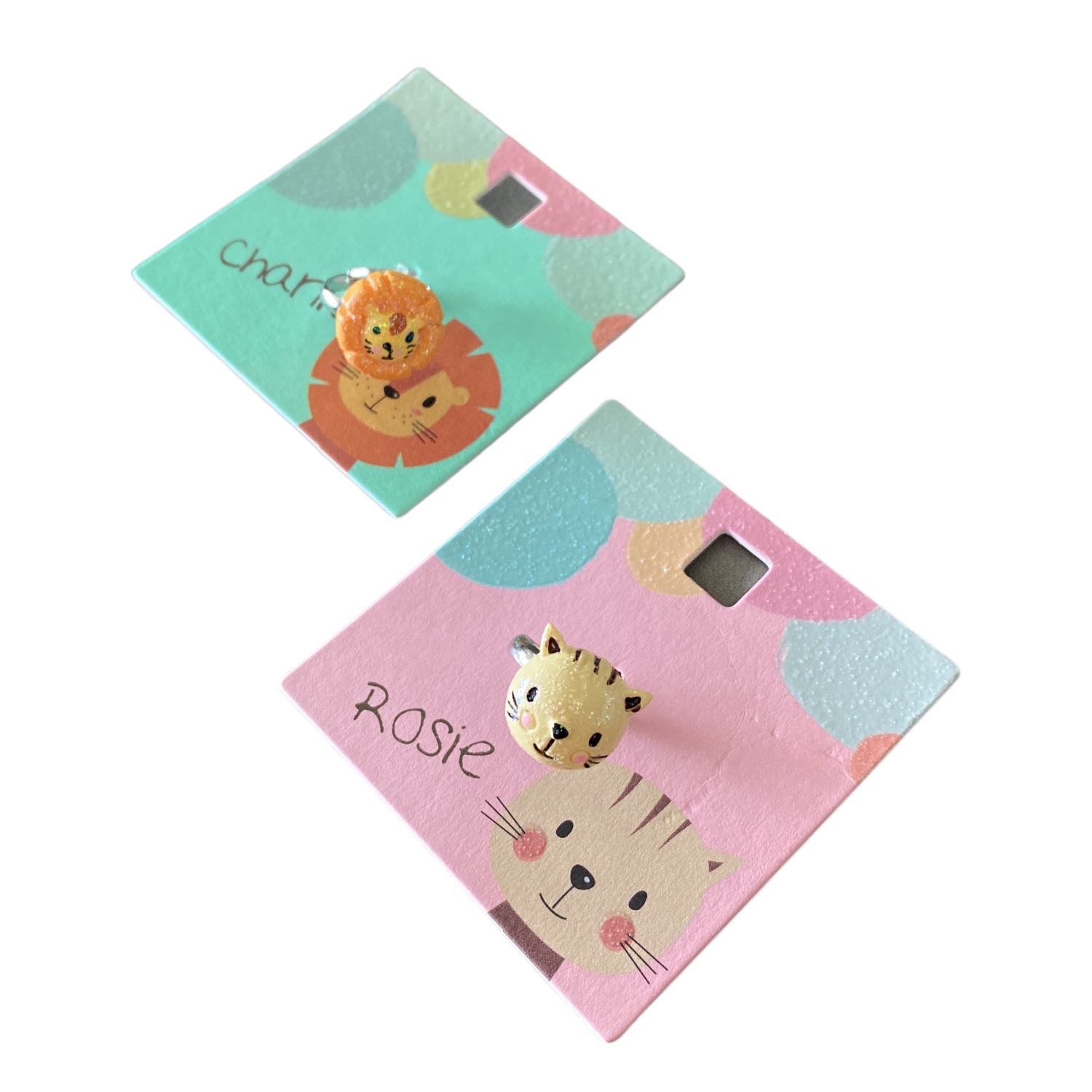 德国纯原可爱小猫戒指卡通狮子外贸欧美可调节女孩饰品儿童Ins