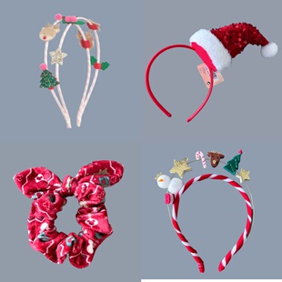 外贸欧美圣诞麋鹿发箍头箍头饰发饰可爱儿童饰品发绳头绳节庆乐园