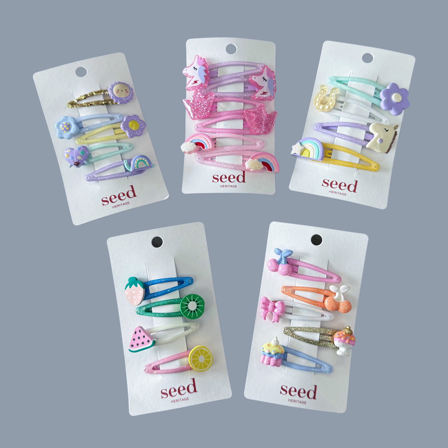 新款Seed樱桃笑脸甜美发夹边夹儿童发饰发卡刘海夹掰夹独角兽可爱