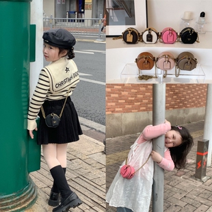 2025新款时尚洋气女童袖珍包儿童宝宝圆饼斜挎包零钱包迷你可爱潮